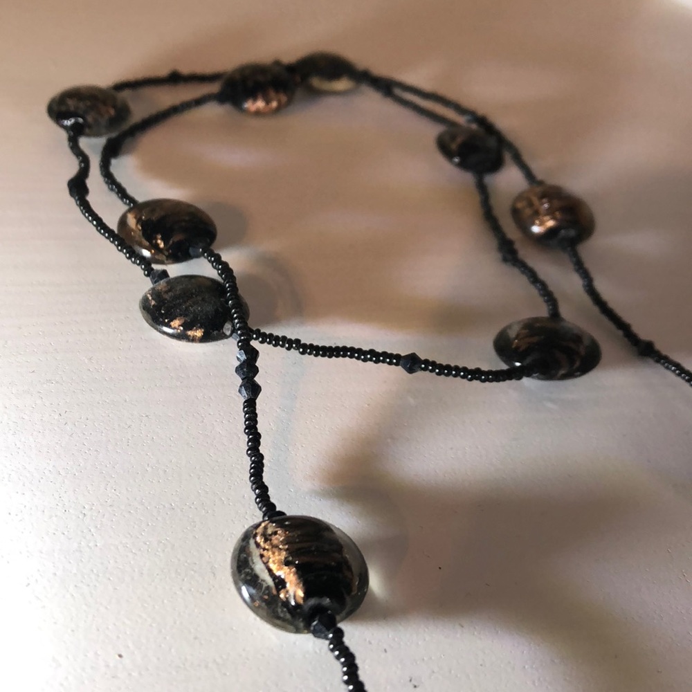Copper and Black Beaded Necklace